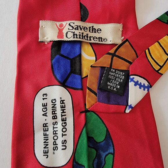 Save The Children Tie Jennifer, Sports Bring Us Together - 100% Silk - Picture 4 of 4